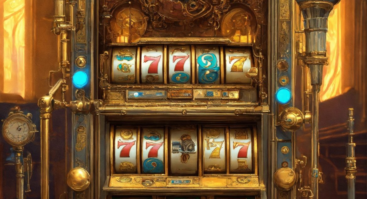 steampunk vintage casino slot machine